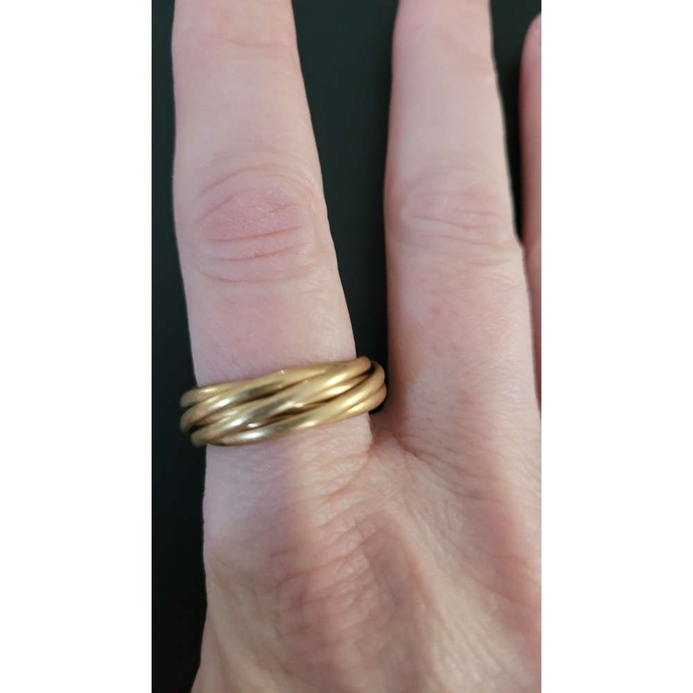 Matte Gold Tone 7 Band Rolling Ring Size 10.5 Interlocking Russian Wedding Style